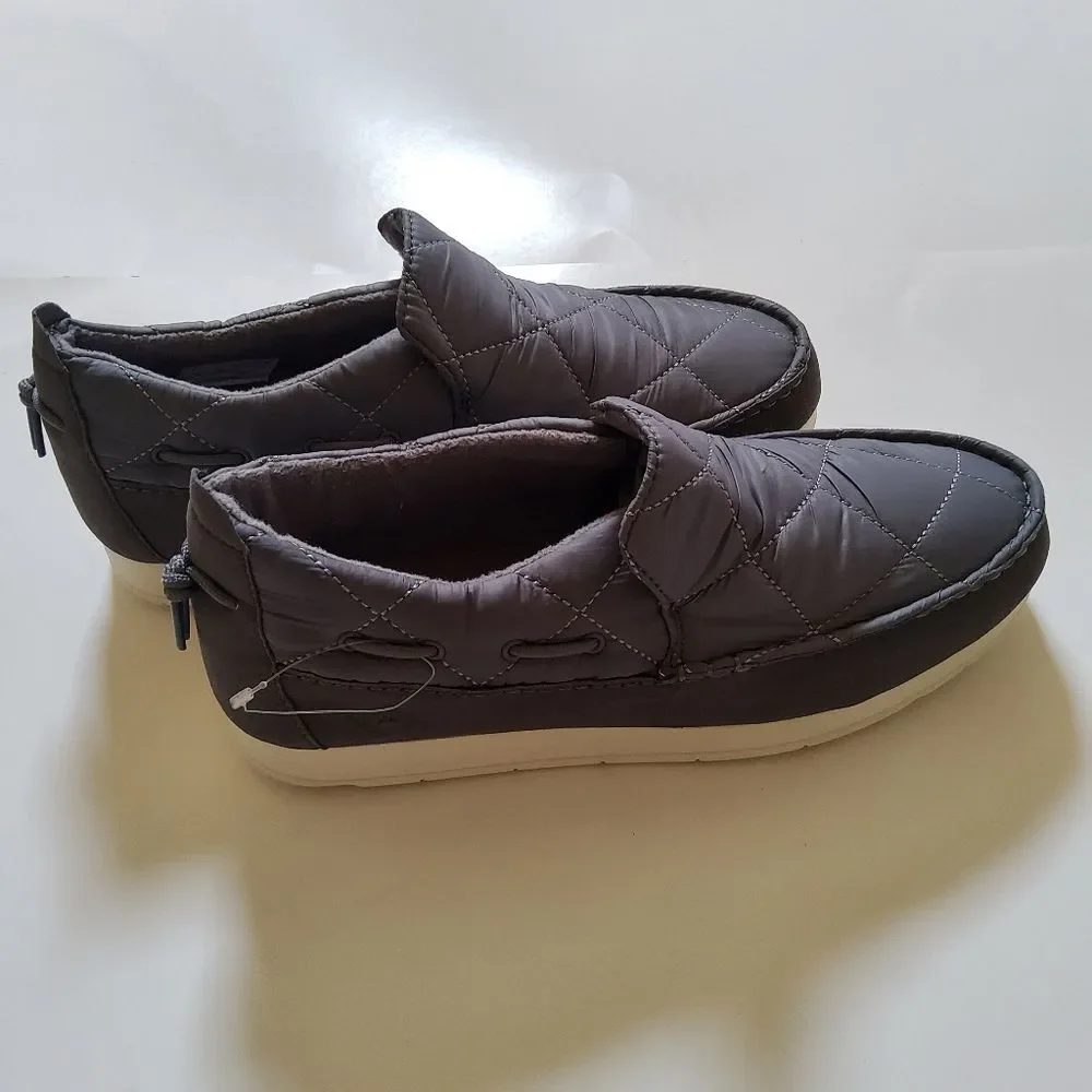 Sperry Moc Sider Quilt Nylon Slip On Shoe Grey Microfleece Cozy